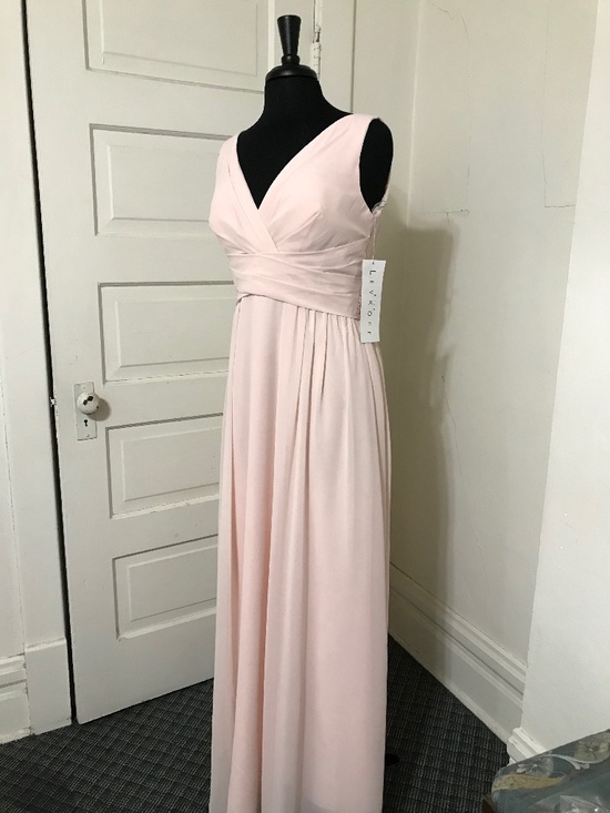 Bill Levkoff Dresses & Skirts - Bill Levkoff Blush Pink V-Neck Chiffon Bridesmaid Gown